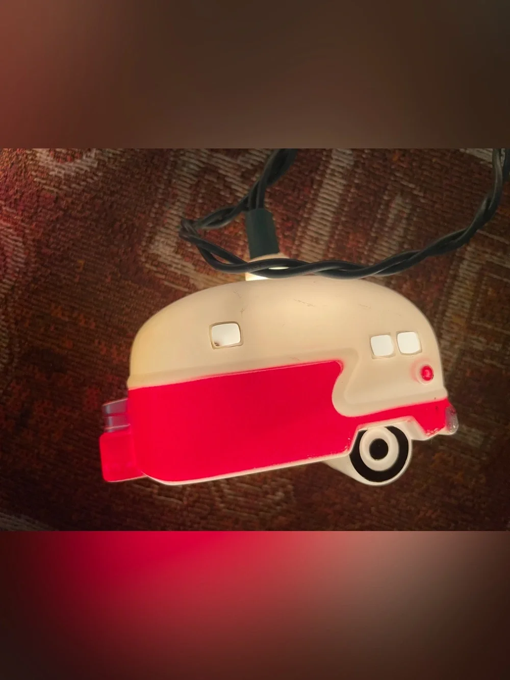 Vintage Red/White Camper Trailer 10-light Set Blowmold Christmas Lights